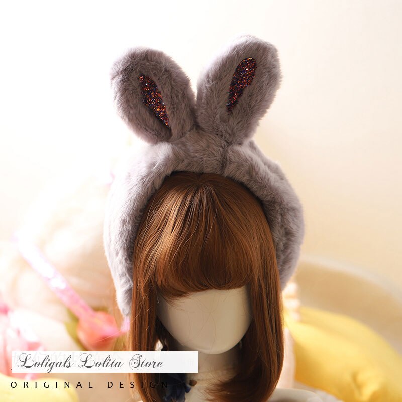 Sweet Winter Ear Muffs with Bunny Ear: Dark Gray