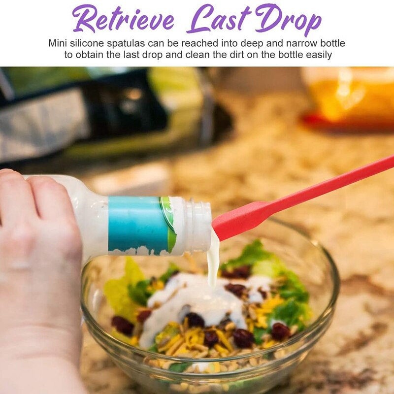 Mini Silicone Spatulas, 8 Pack Small Silicone Makeup Spatulas Last Spatula Scrapers Mini Jar Scraper for Kitchen