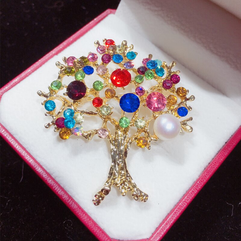 ZHBORUINI – broche de perles naturelles, arbres colorés, perles d&#39;eau douce, bijoux pour femmes, accessoires de noël