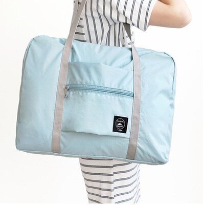 Nylon Foldable Duffel Bag Travel Organizer Weekend Bags Portable Suitcases and Large Travel Bag Women Quitte Bags Pink Tote: sky blue