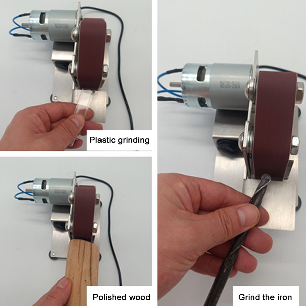 Mini Electric Belt Sander Angle Grinder Grinding Machine 15/25 Belt Grinder DIY Polishing Grinding Machine Cutter Edge Sharpener