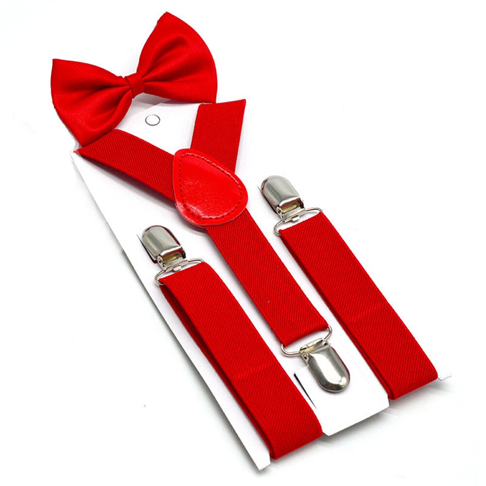 RAINIE SEAN Pink Kids Suspenders Bowtie Set Solid Children Suspender Dress Wedding Baby Girls Braces