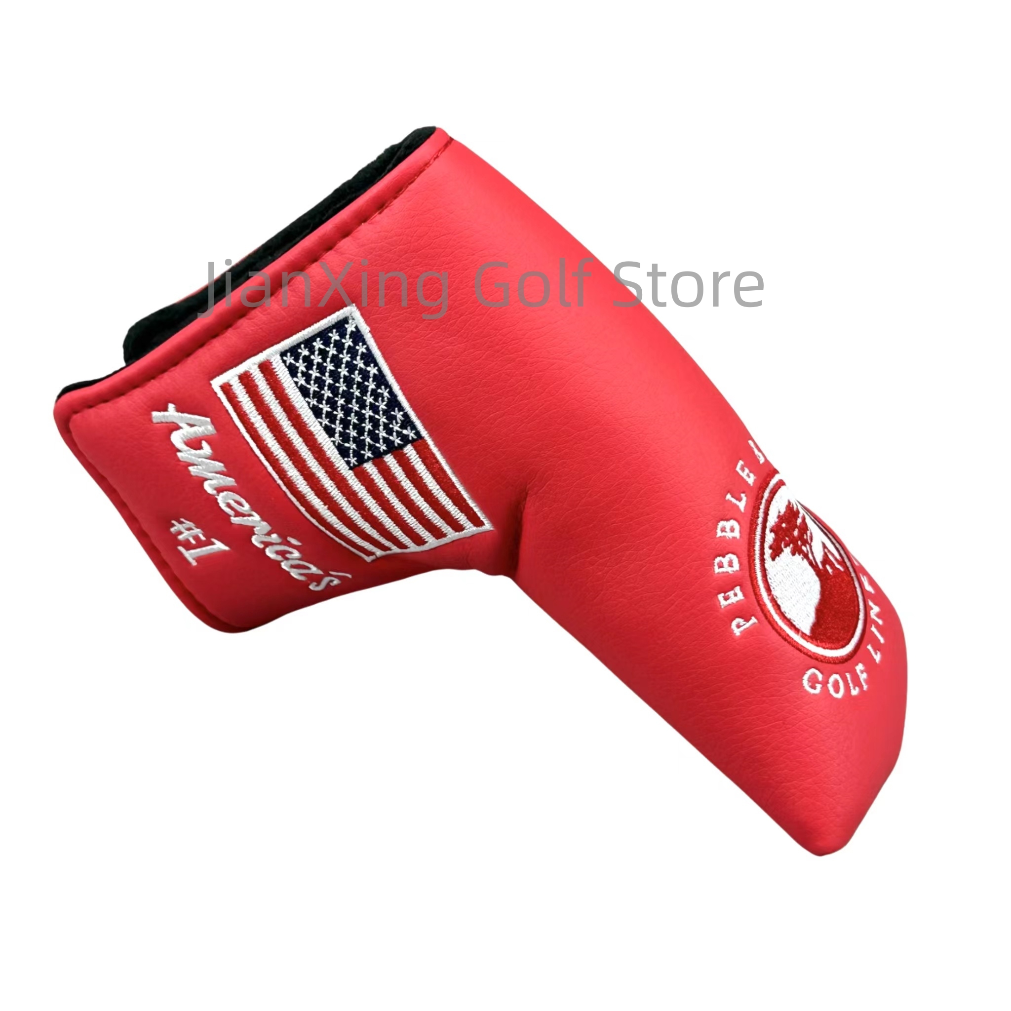 Golf Putter Cover Pu Leather Sluiting Grenen Patroon Golf Club Cover Blade Putter Cover Protector: Light Grey