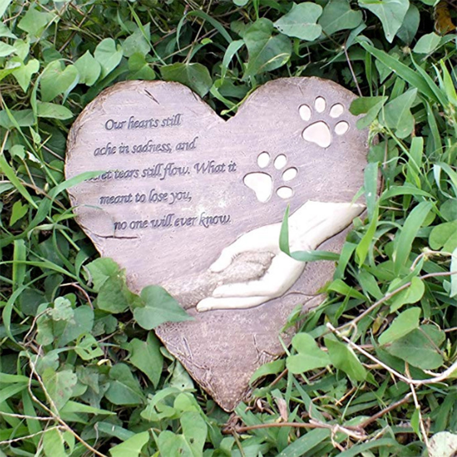 Pet Memorial Stone Paw Print Dog Grave Marker Cat Backyard Headstone