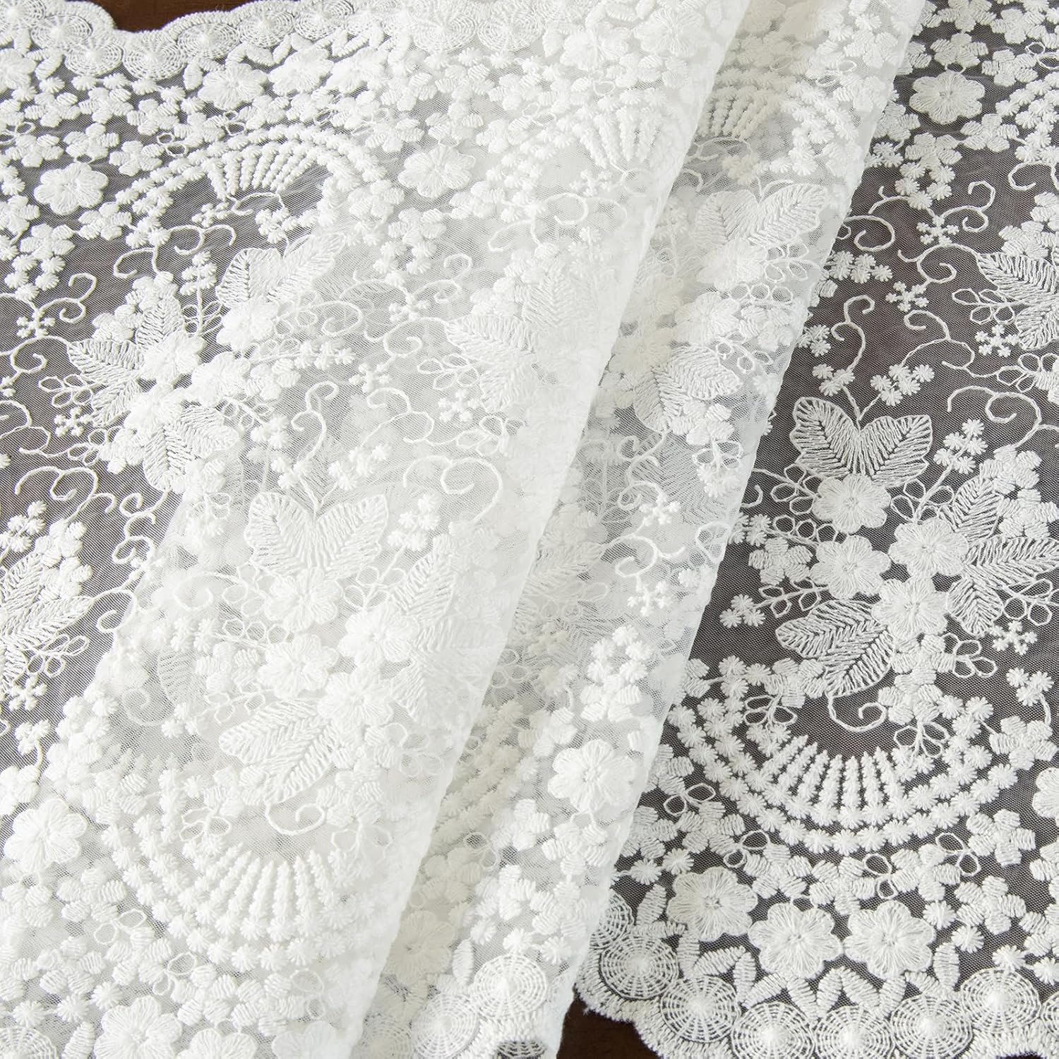 White Lace Table Runner Embroidery Cotton Lace Fabric Table Cover Floral Lace Table Runner Vintage Wedding Tea Party Decor