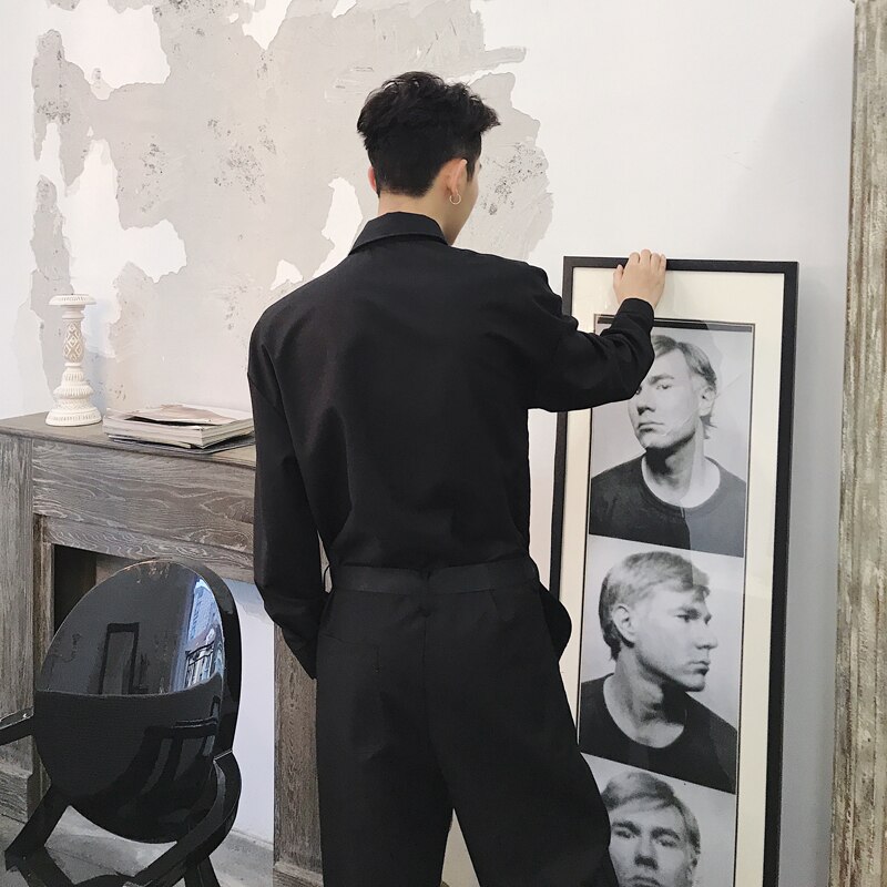 Salopette homme Hip Hop à manches longues, boutonnage simple, Slim, pantalon Cargo, vêtements de travail à la , DH013