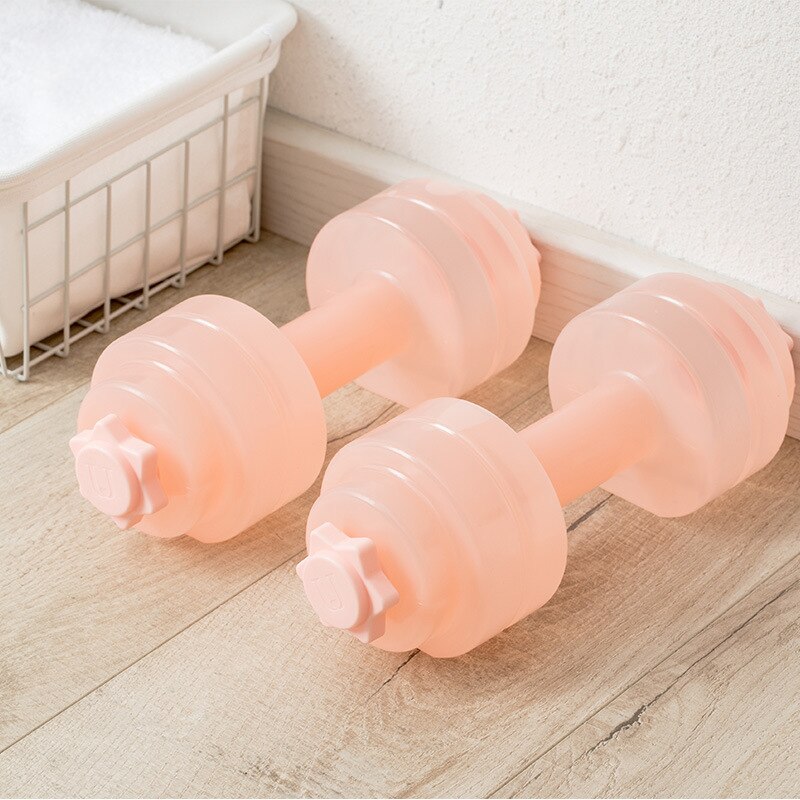 Outdoor sports fitness dumbbell fitness equipment dumbbell fitness ladies water injection dumbbell fitness exercise equipment: Pink
