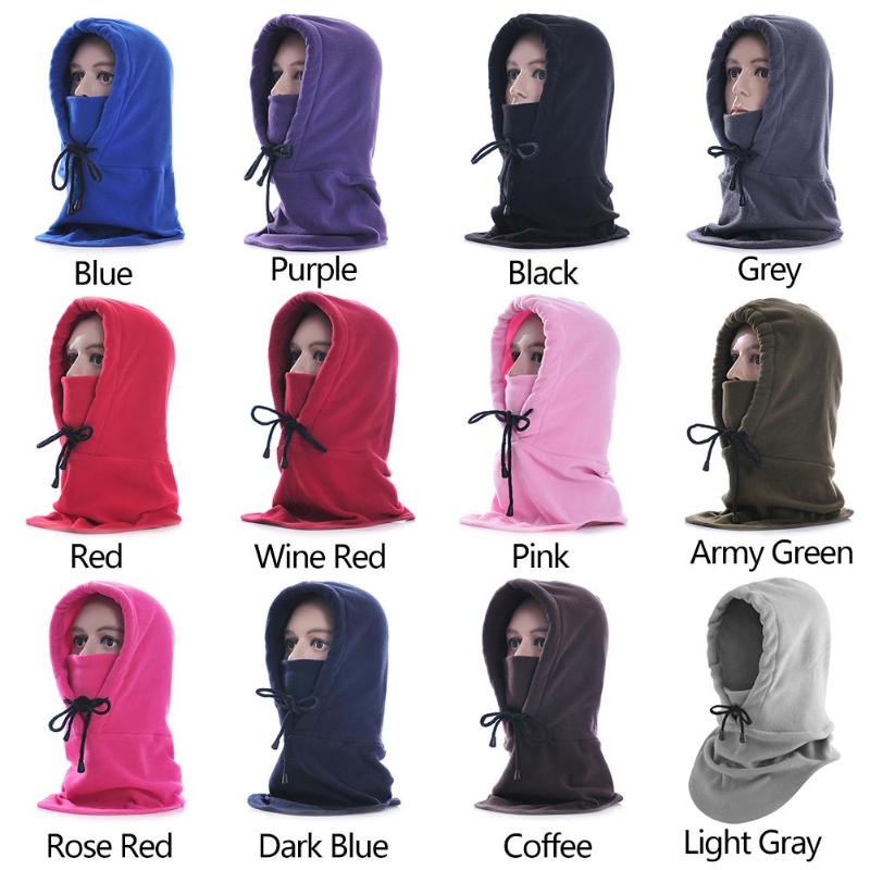 Thermal Fleece Balaclava Hat Hooded Neck Warmer Winter Sports Snowboard Face Mask For Men Bike Helmet Masked Cap