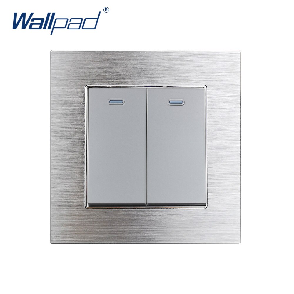 2 Gang Momentary Contact Switch Reset Switches Electric Curtain Shutter Wallpad Grey Aluminum Alloy Panel: Default Title