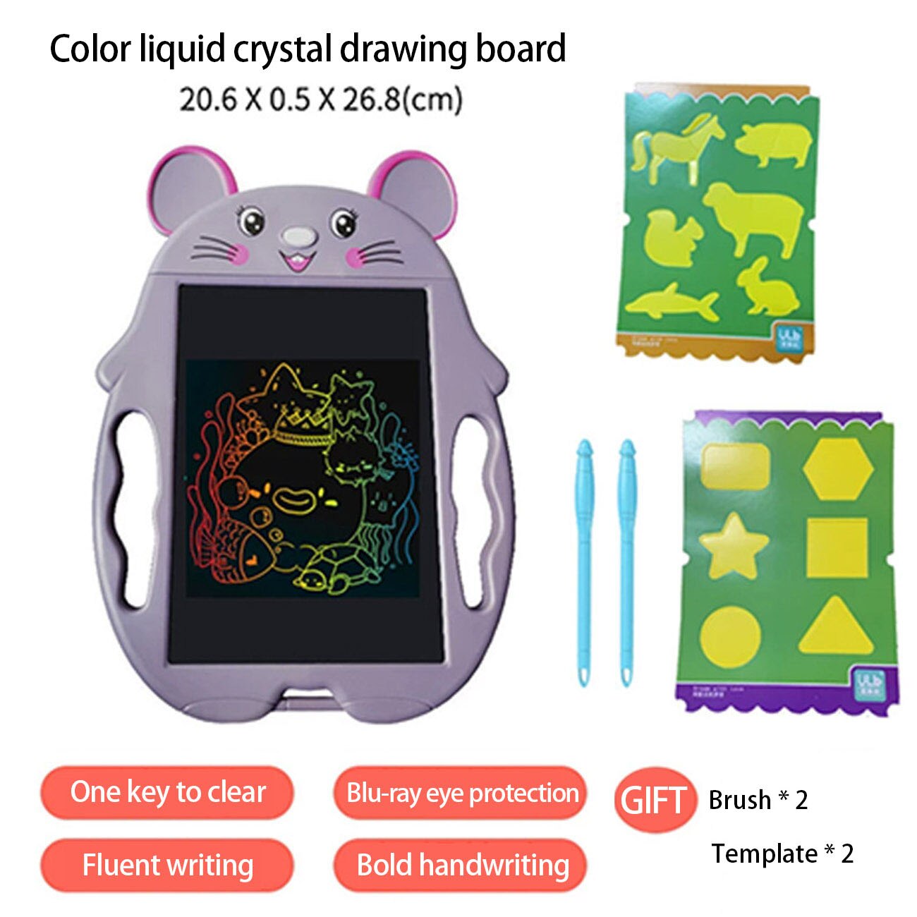 LCD Writing Tablet - 8-inch Screen - Reusable Doodle Drawing Pad for Kids - Educational Toy: Purple