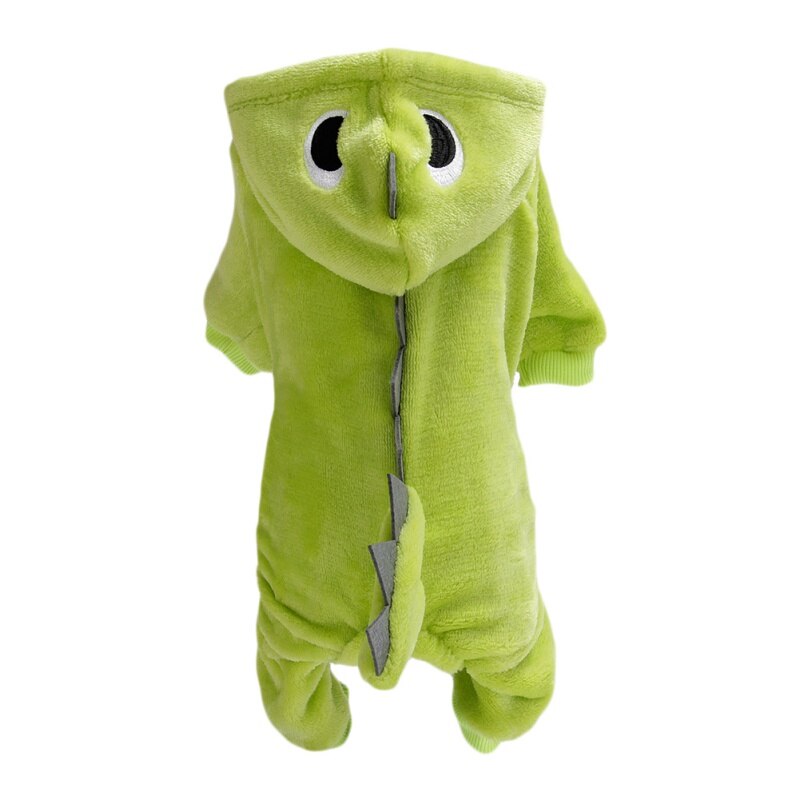 Hiver doux chien vêtements dinosaure combinaisons polaire chien sweats à capuche manteau veste pyjamas vêtements pour chiens tenue animaux vêtements: Vert clair / XS