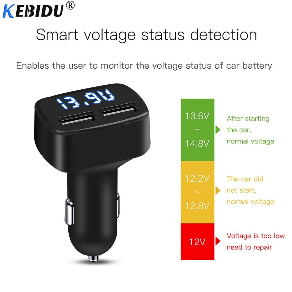 KEBIDU Dual USB Hafen Telefon Ladegerät 4 in 1 Auto Zigarette Ladegerät Adapter DC 12-24V 3,1 A temperatur/Spannung/Strom LED-anzeige