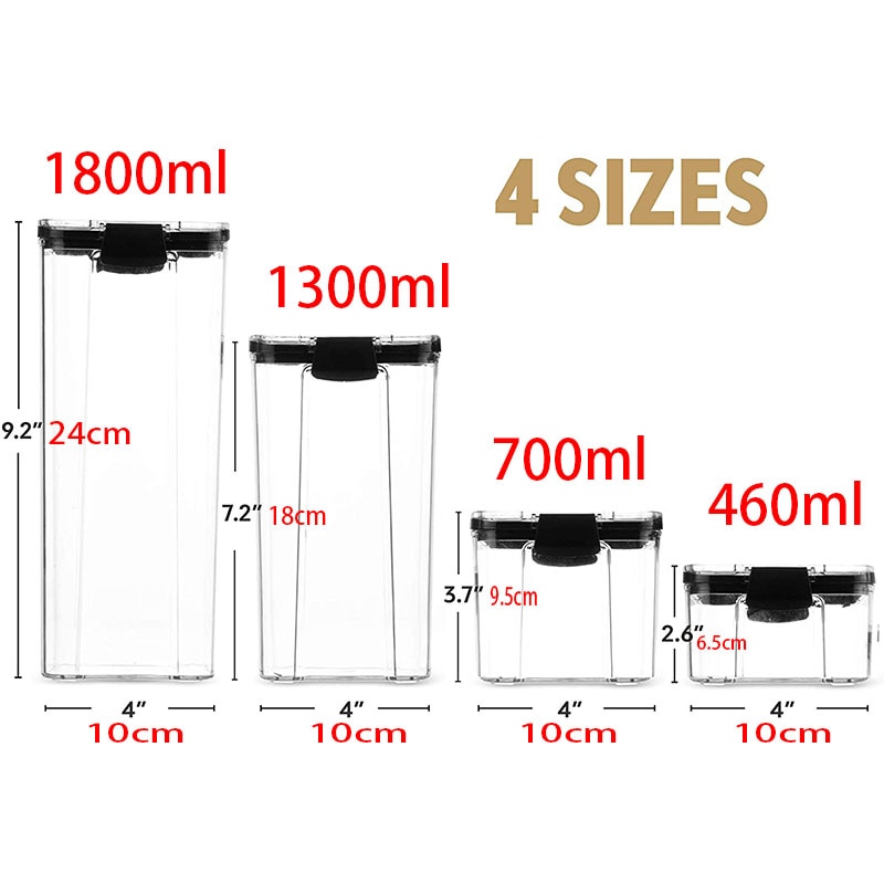 Airtight Food Storage Container Plastic Kitchen Refrigerator noodle Breadbasket Sugar Flour Baking Supplies Pantry organizer