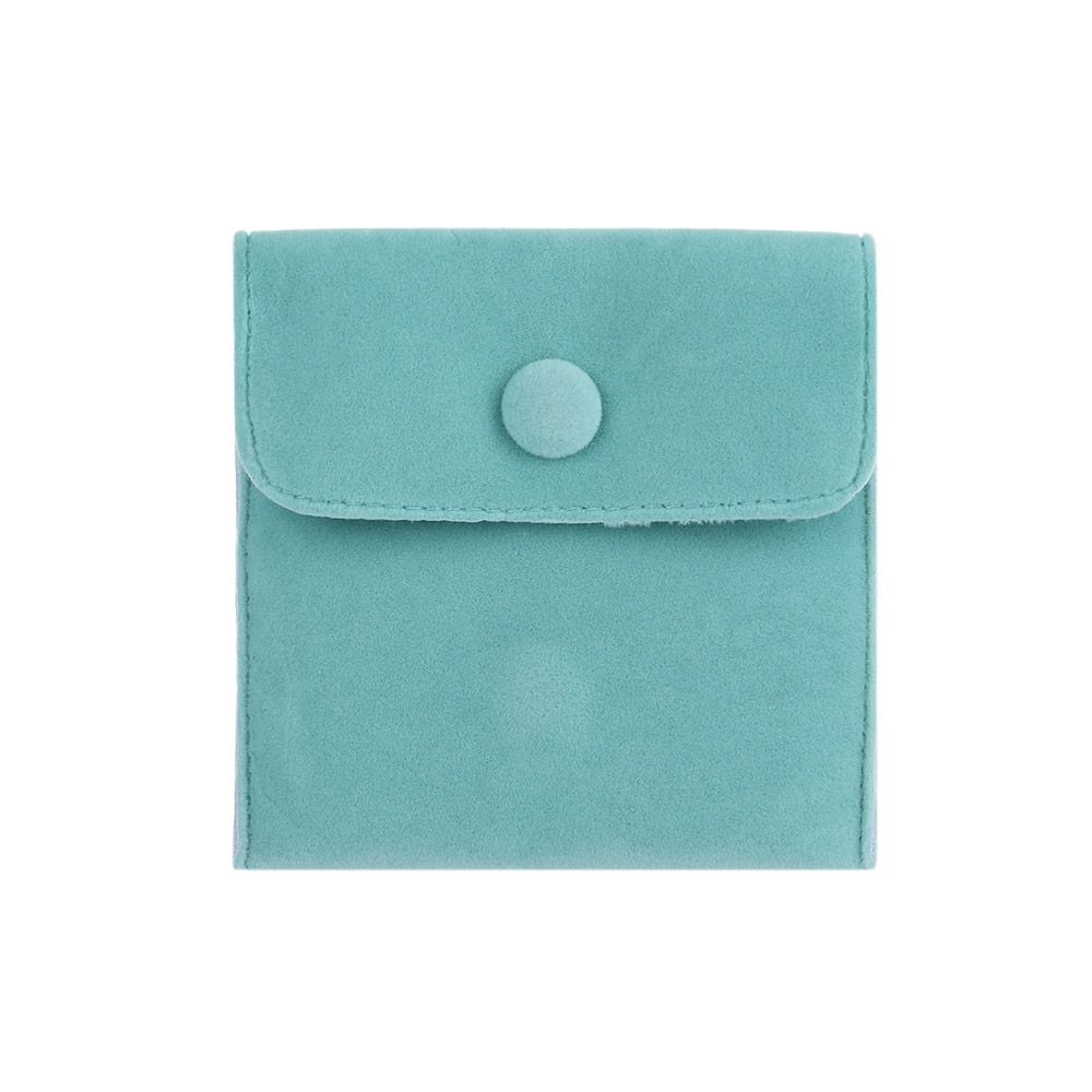 Fløyels smykker emballasje pose snap oppbevaringspose armbånd halskjede veske bærbar støvbeskytter innpakningsveske: Lysegrønn / 9.5 x 9.5cm