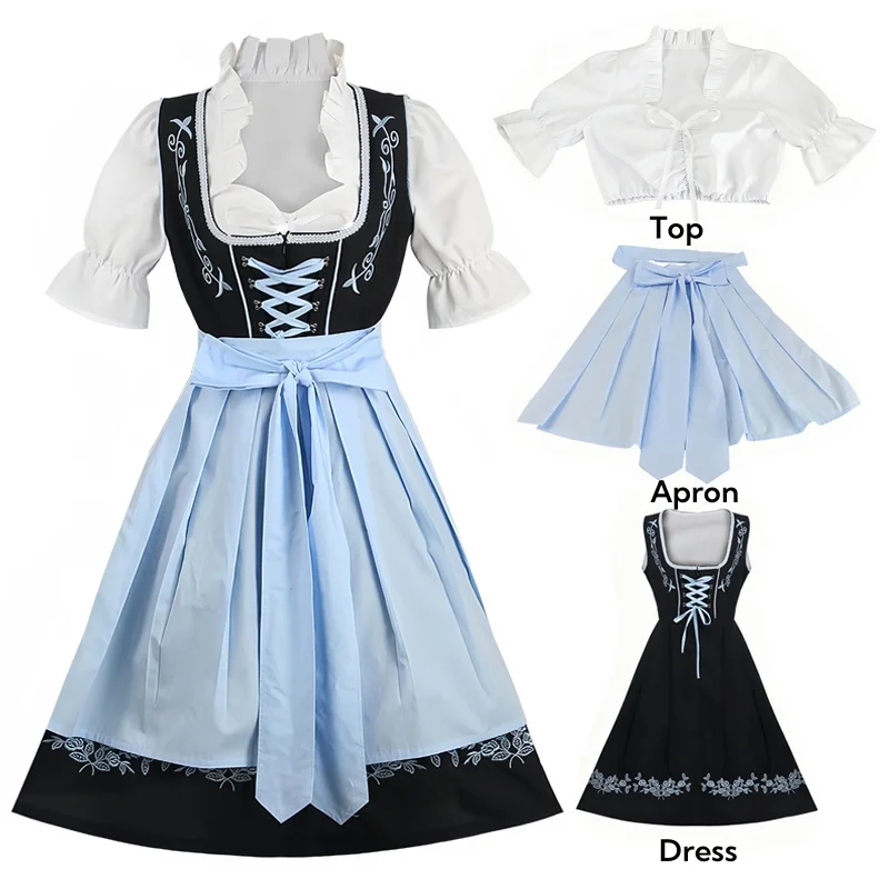 Oktoberfest-Roben Dirndl pour femmes, olympiques grande taille, robes allemandes pour festival de beer, carnaval bavares, Ha: M