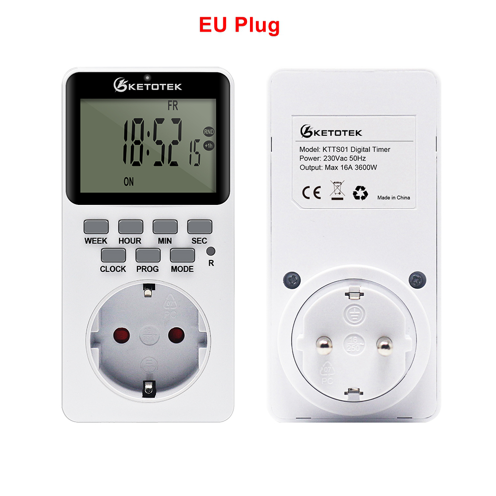 Eu Plug Timer Schakelaar Socket Programmeerbare Timing Socket Zomer Tijdsinstelling 12/24 Uur Swithcing Met Countdown Functie: EU type