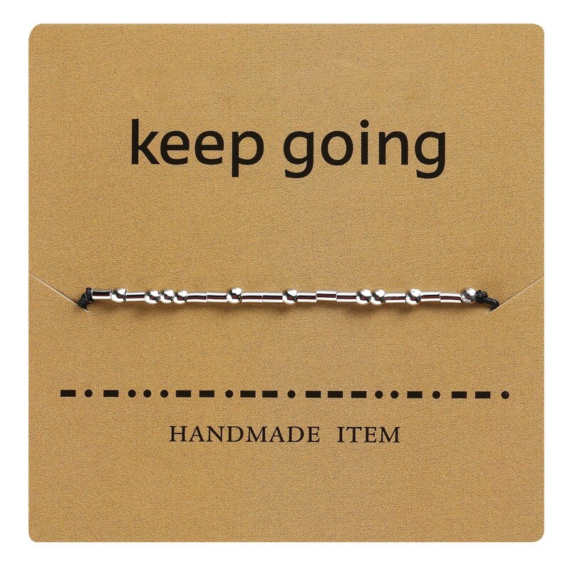 I Love U Morse Code Brief Charm Bead Armbanden Vriend Familie Geef Nooit Blijven Gaan Bff Hoop Hand Geweven verstelbare Armband: 6