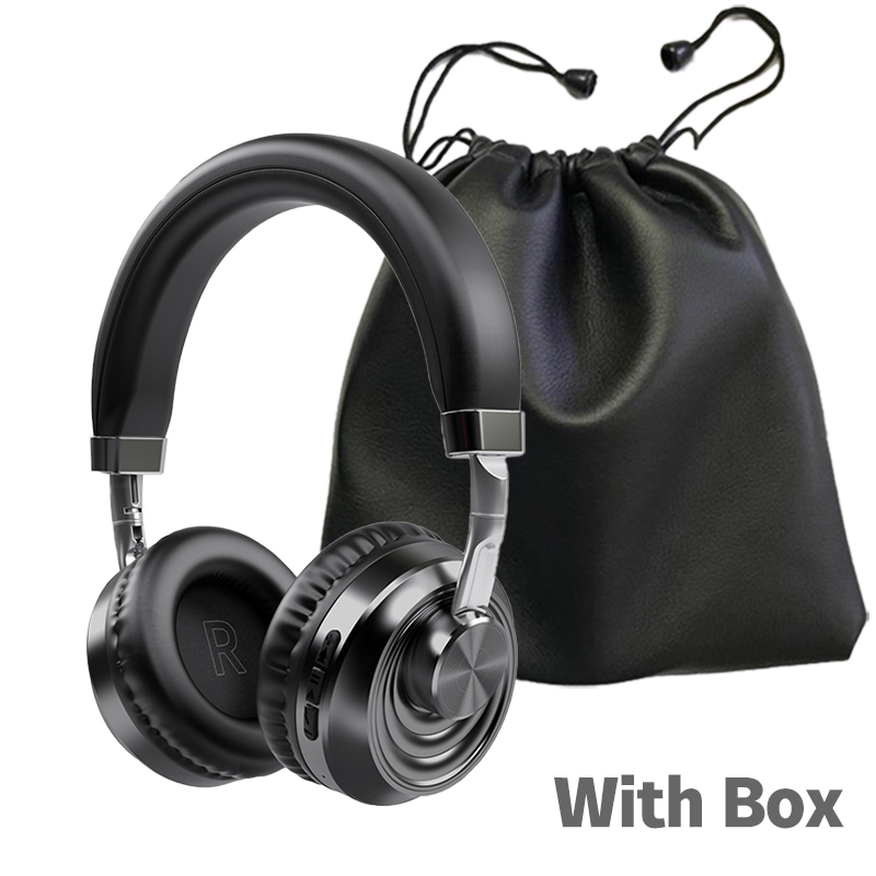 Draadloze Hoofdtelefoon Met Mic Audifonos Hifi Bluetooth 5.0 Headset Metalen Gaming Koptelefoon Sport Opvouwbare All-Inclusive Oortelefoon: Gray-VJ083 With Bag