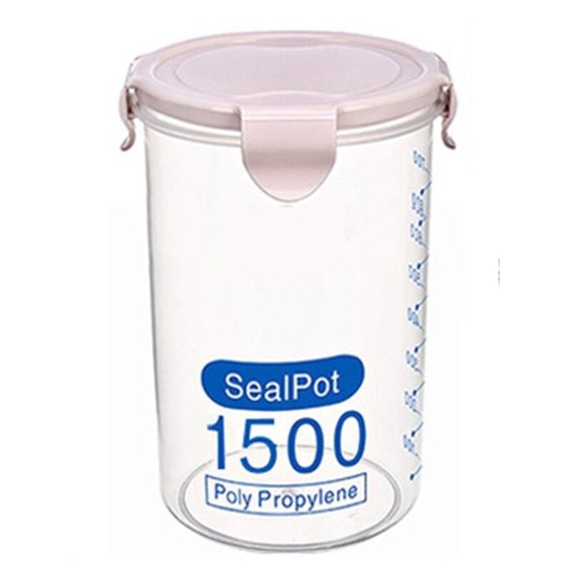 600-1500ml Food Storage Container Kitchen Refrigerator Food Noodle Sealing Box Preservation Fresh Pot Tank Boxes Organizer: pink- 1500ml