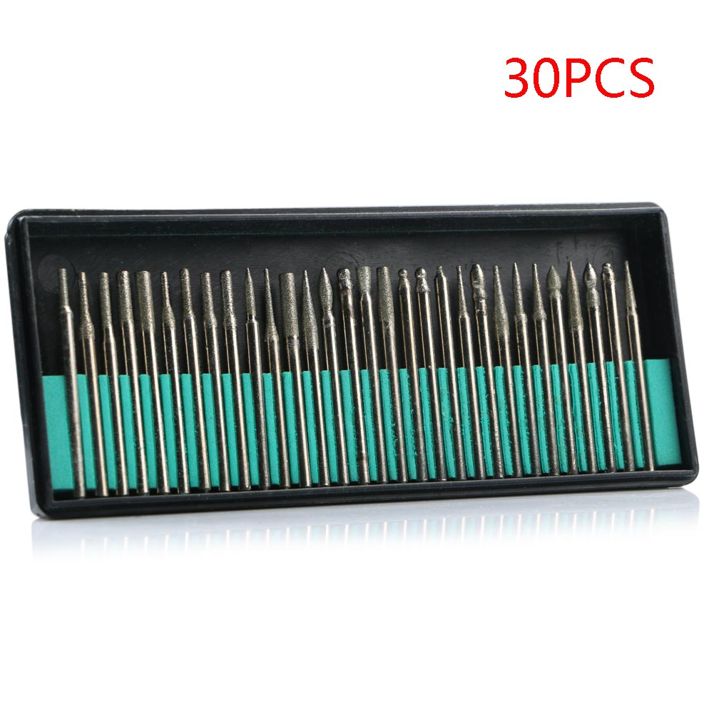 Diamant boorbits set 30 stuks - 3mm schacht - diverse vormen voor