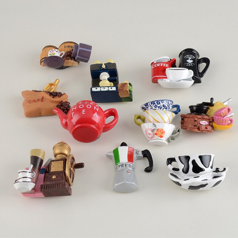 Accessoires créatifs pour café en 3D | Aimant pour réfrigérateur, dessin animé Moka, Pot de café en forme de tasse, Note magnétique, décoration par absorption et absorption