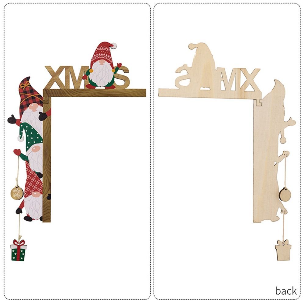 disposizione di atmosfera per la casa alla moda Decorazione del telaio della porta Decorazione natalizia in legno Ciondolo per porta Babbo Natale Cartello angolare per porta di Natale