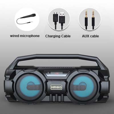 Leistungs starke Bluetooth-Lautsprecher Hifi EQ kabellos Subwoofer Heimkino MP3-Spieler Radio Karaoke mit Mikrofon Super Bass Boom Kasten: Silber