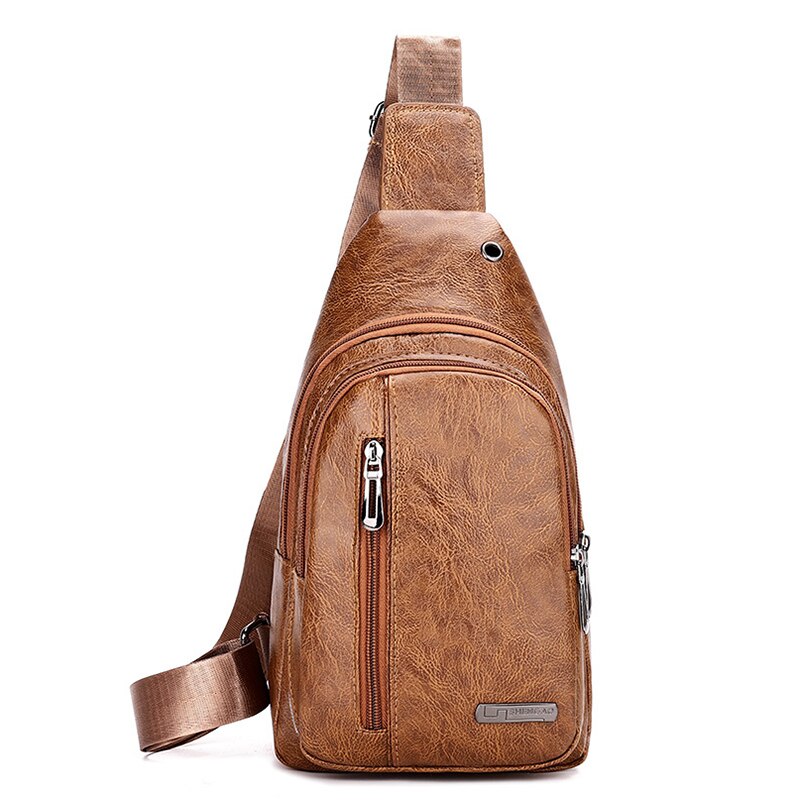 waterproof Male Chest bag Leather Crossbody Bags High Capacity Chest Bag Travel Shoulder Pack For Men Bolsos: Style B-3