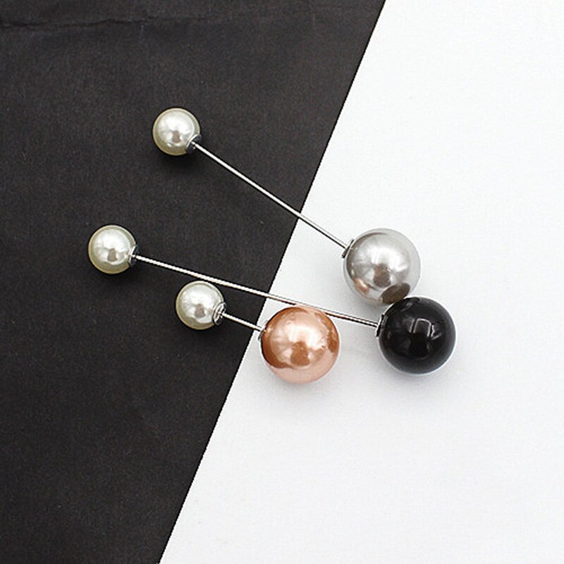 Charm Double Simulated Pearl Brooch Pins For Women Lapel Brooch Jewelry Dress Suit Crystal Flower Pin Brooches: 3