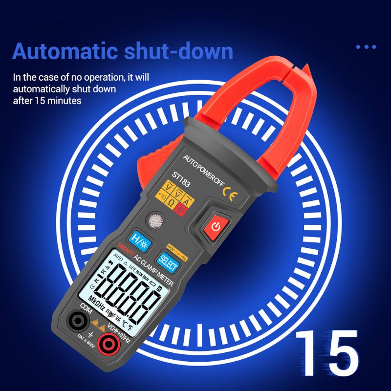 Dc/ac digital klämmätare  st181 6000 räkningar multimeter amperemeter strömspänningstestare bil amp hz kapacitans ncv ohm test