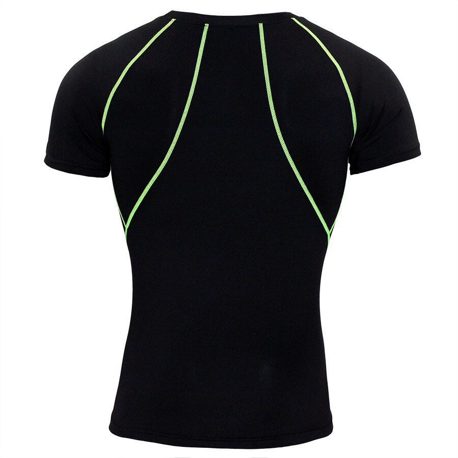 Men Compression Shirts MMA Rashguard Quick Dry Fitness Short Sleeve Base Layer Stretch Weight Lifting Elastic Shirts Sportswear: green / Asian size S