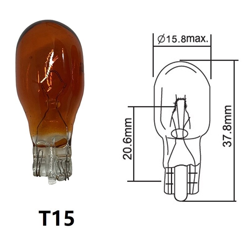 10/4/1X T15 W16W T13 W10W vidrio de bajo consumo bombilla halógena luz Interior Base de cuña automotriz Blanco/ámbar claro 12V