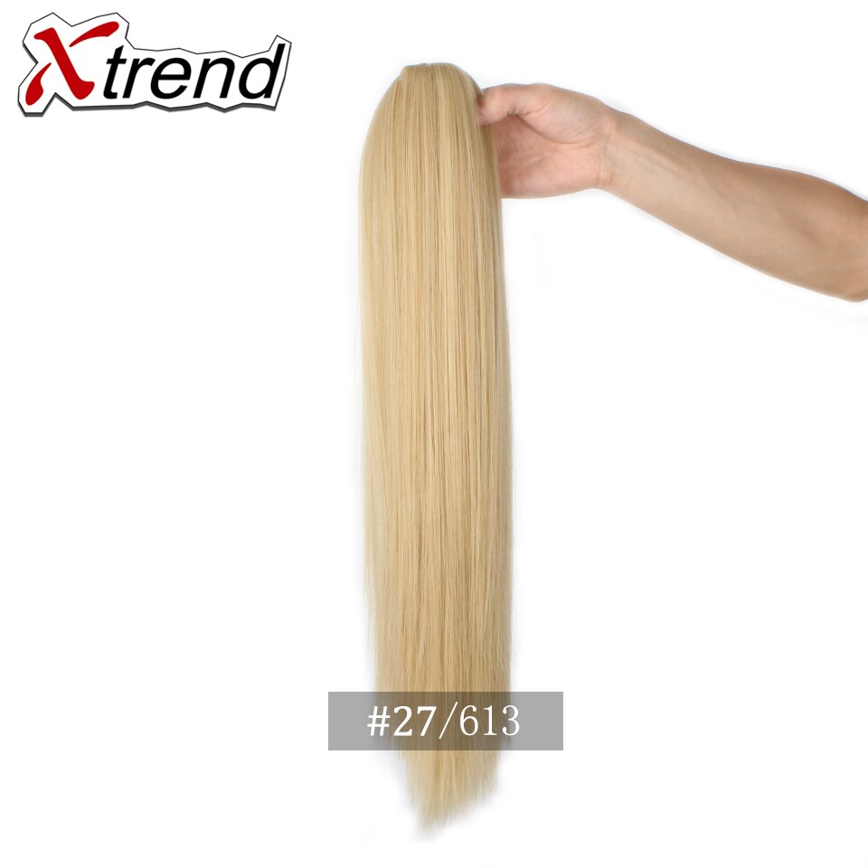 Xtrend-coletas de pelo sintético para mujer, extensiones de cabello de fibra de alta temperatura, con Clip de garra, peine de plástico, 20 pulgadas: P27 / 613