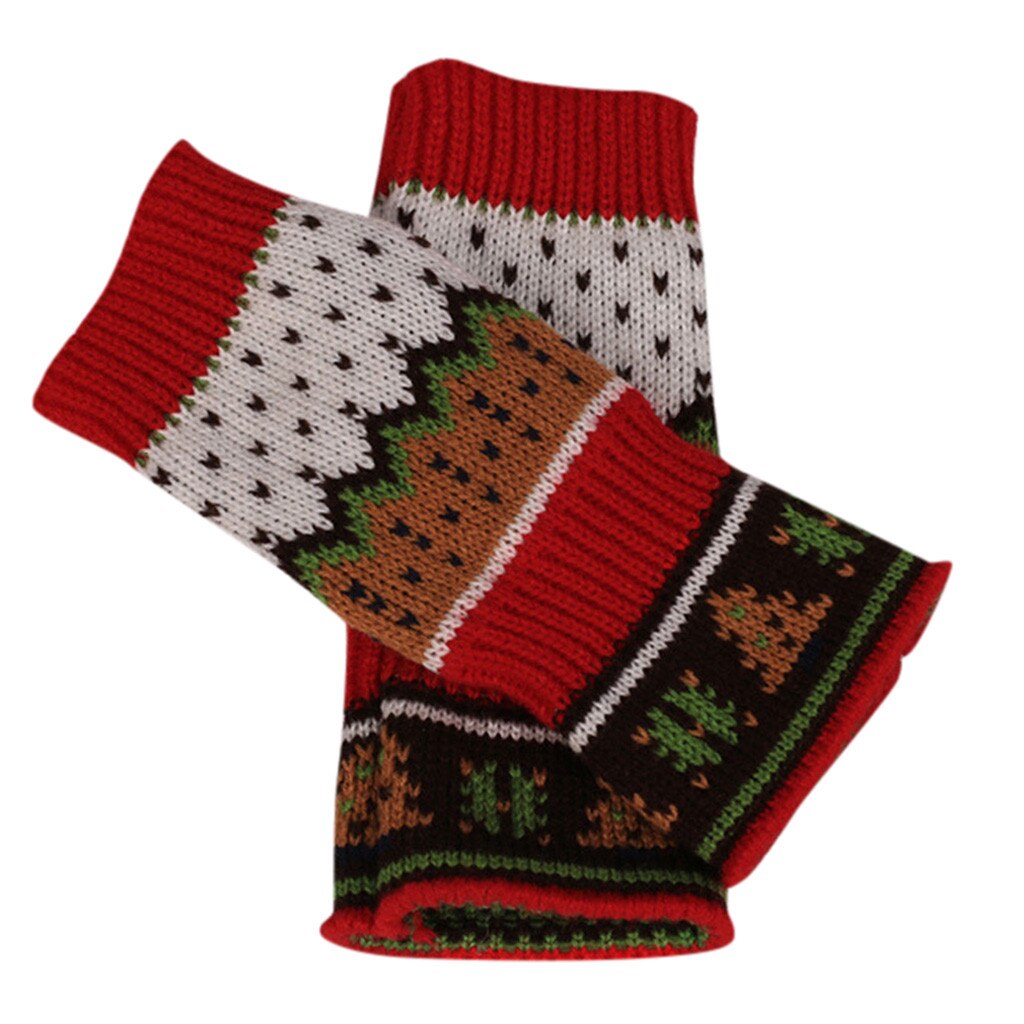 Halloweenowe rękawiczki damskie damskie paski kreskówkowe rękawiczki cieplejsze dzianiny długie rękawiczki bez palców rękawiczki akcesoria robić Halloween prezent: Czerwony