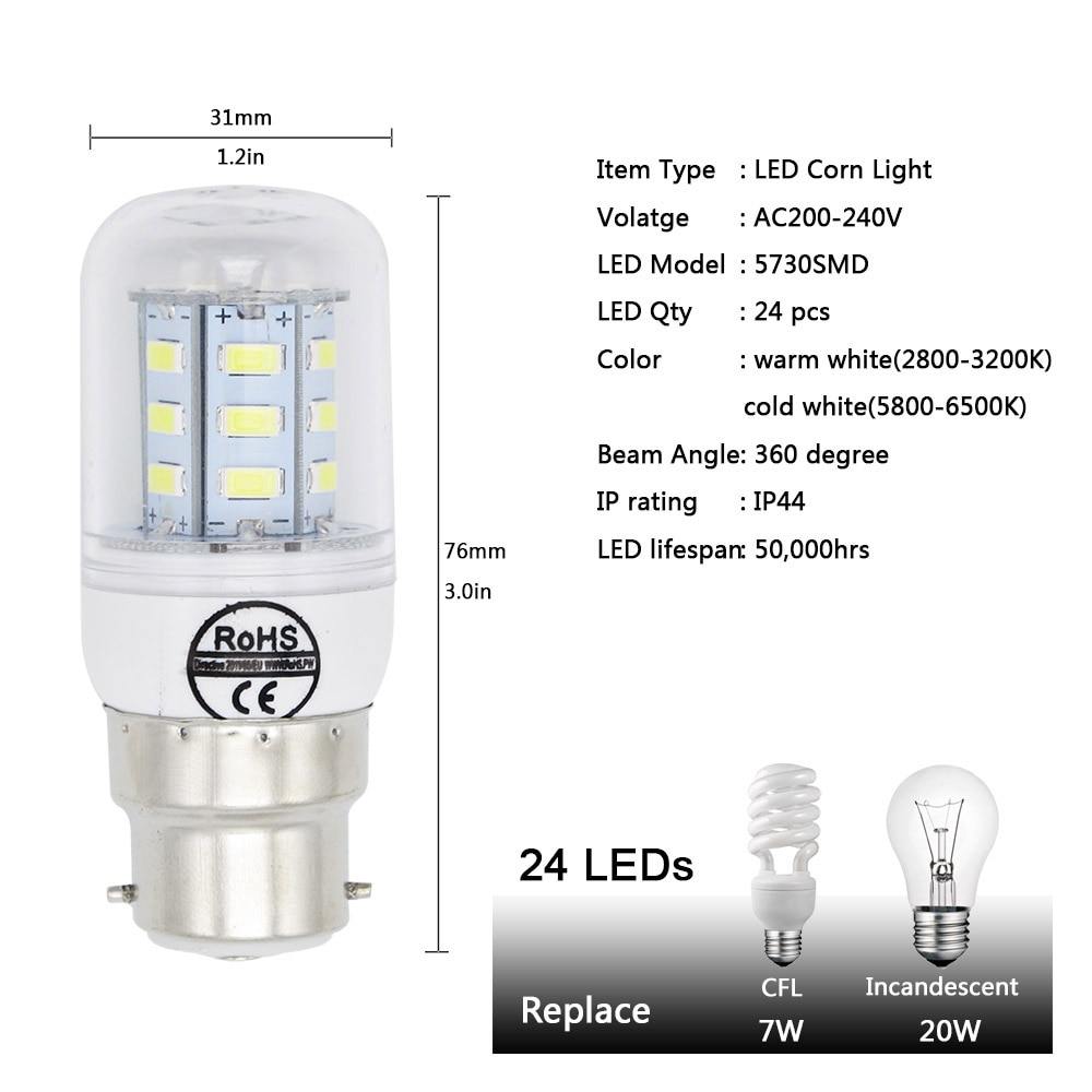 Lampada b22 led-lampen 240v 220v 7W 12W 15W 20W Glühbirne 72x5730 SMD 30W Kalt Warm Weiß Led Scheinwerfer Lampe