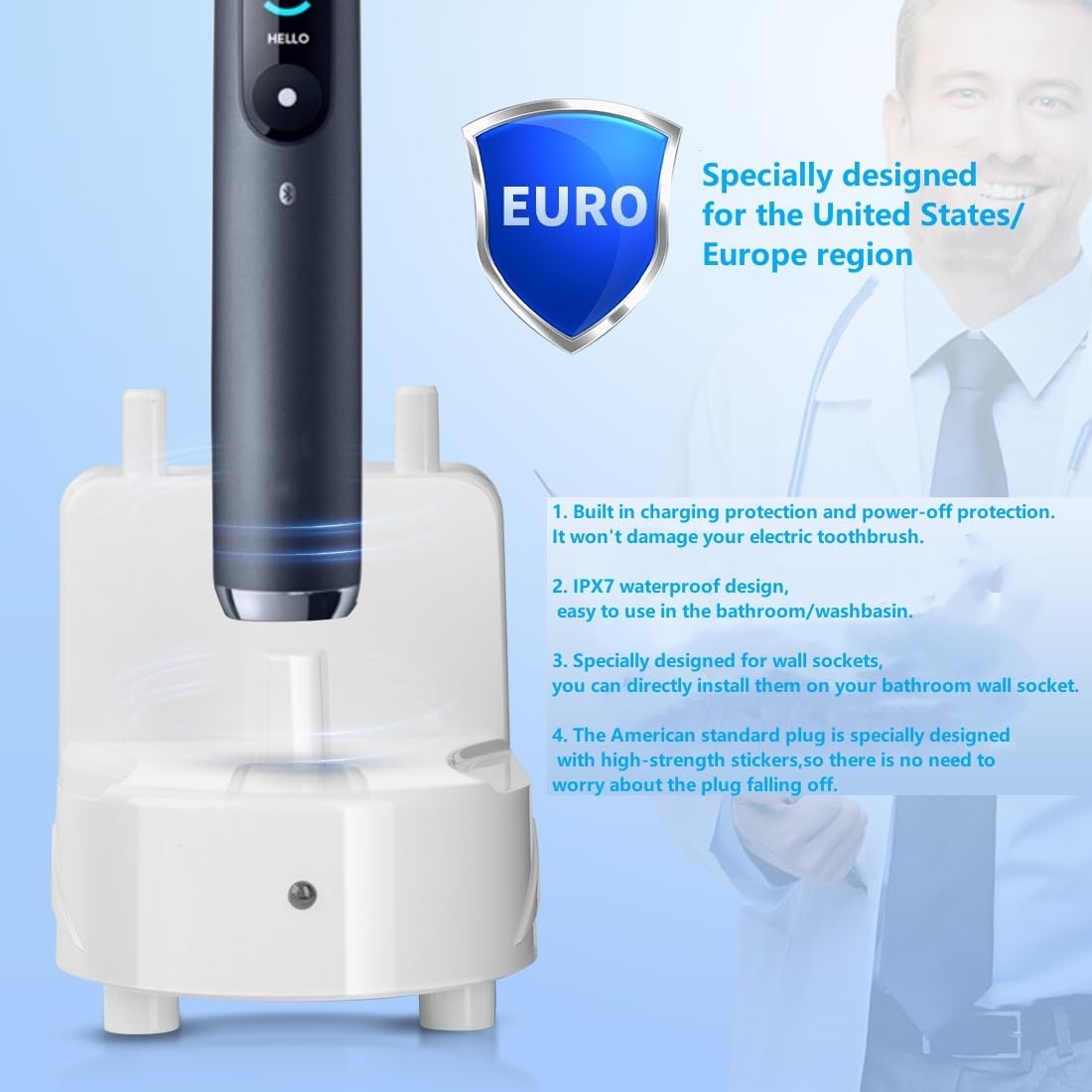 Para cargador de pared de cepillo de dientes eléctrico Oral-B Braun, base de carga de inducción de cepillo de dientes eléctrico de pared, resistente al agua