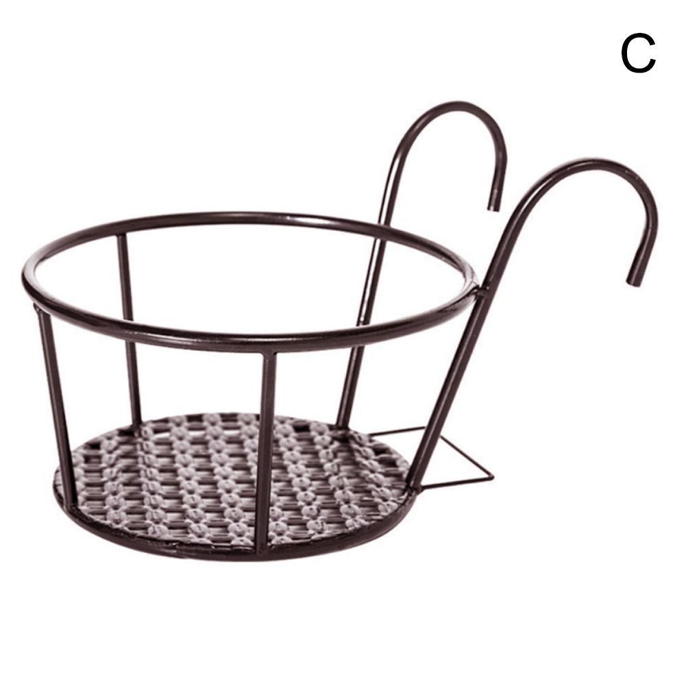 European style wrought iron railing flower pot stand hanging window green planting pot stand balcony plant stand: brown