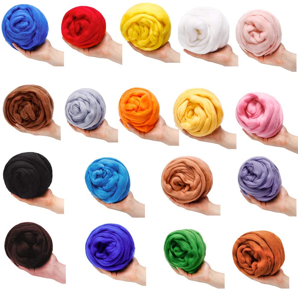 LMDZ Wool Felting Supplies, Wool, Chunky Yarn, Spinning Wool Roving for Needle Felting Wet Felting DIY Hand Spinning