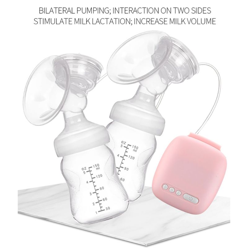 Electric Double Breast Pump Kit with 2 Milk Bottles Milk Extractor Breastfeeding Assistant Breast Massager