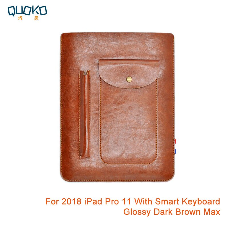 Multi-function ultra-thin super slim sleeve pouch cover,microfiber leather tablet sleeve case for iPad Pro 11 inch: Glossy D-Brown Max
