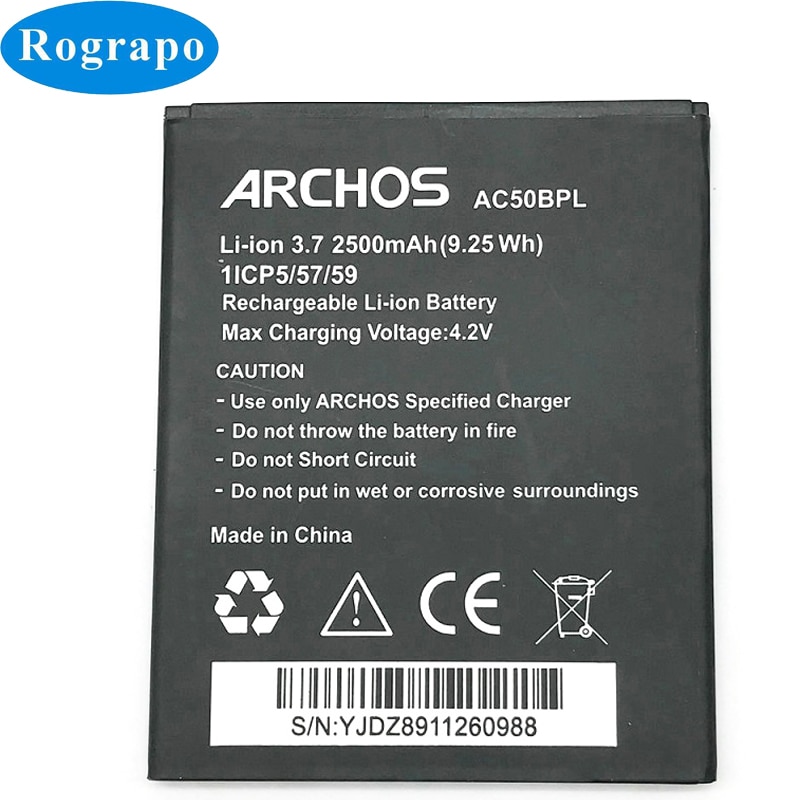 2500mAh AC50BPL Replacement Battery For ARCHOS 50b Platinum Baterij Mobile Phone Batteries