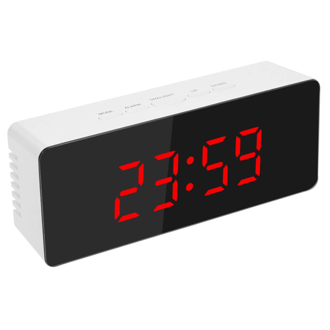 Led-spiegel digitale wekker snooze tafelklok weklamp elektronische temperatuur usb despertador woondecoratie: Rechthoek rood
