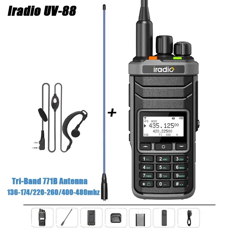 Iradio UV 88 Walkie Talkie Kurzwelle 2,3–30 MHz UV88 Zweiwegradio Multiband FM CB SW LW Typ-C-Aufladung NOAA 1024CH Gleicher RT-860