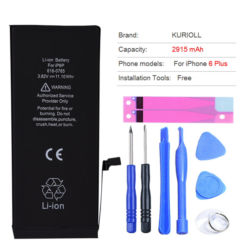 Kurioll Originele Batterij Voor iPhone 6 6G 6S 7 8 Plus batarya Vervanging Real Capaciteit Mobiele Telefoon Bateria voor iPhone Batterij: For iPhone 6 Plus