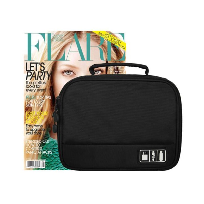 Bolsa organizadora de cables para viaje, cargador Digital portátil con cremallera, kit de almacenamiento de cosméticos, accesorios de viaje