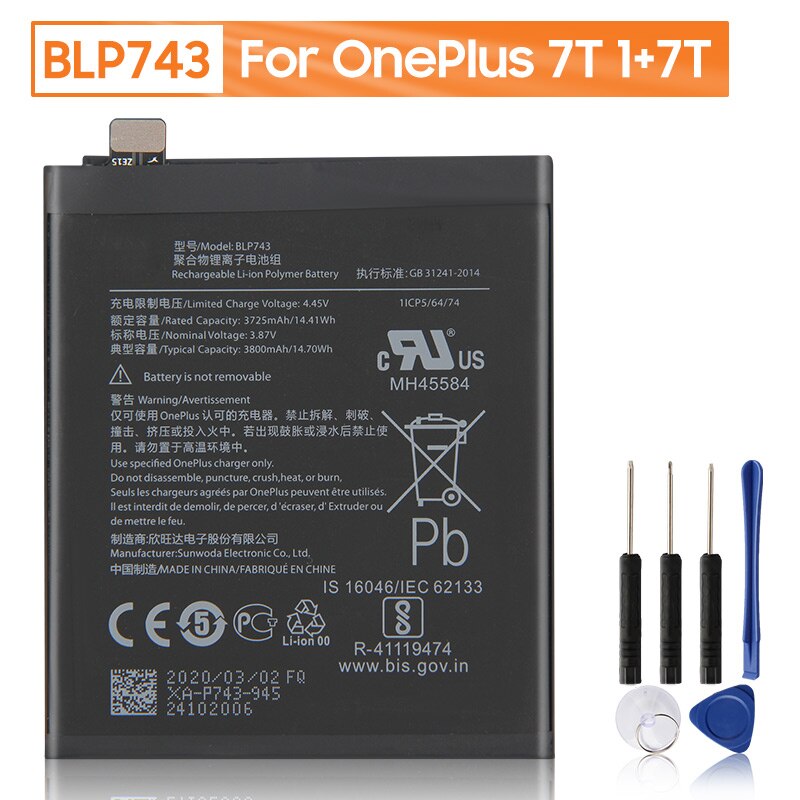 OnePlus originale Batteria di Ricambio BLP657 Per OnePlus 6 6T 7 7T BLP699 7 Pro 7T Pro OnePlus 5 5T BLP571 Per OnePlus 1 2 3 3T: BLP743-OnePlus 7T