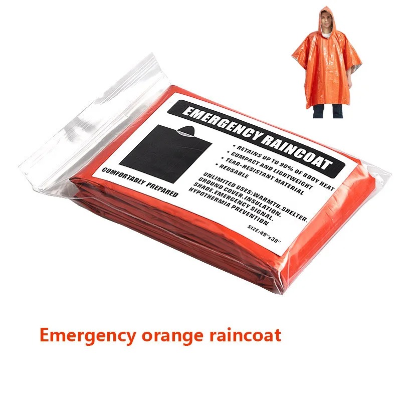 Portátil impermeável Emergency Survival Sleeping Bag, Thermal Bivy Sack, Mylar Blanket, First Aid Rescue Kit, Caminhadas e Camping Gear: laranja