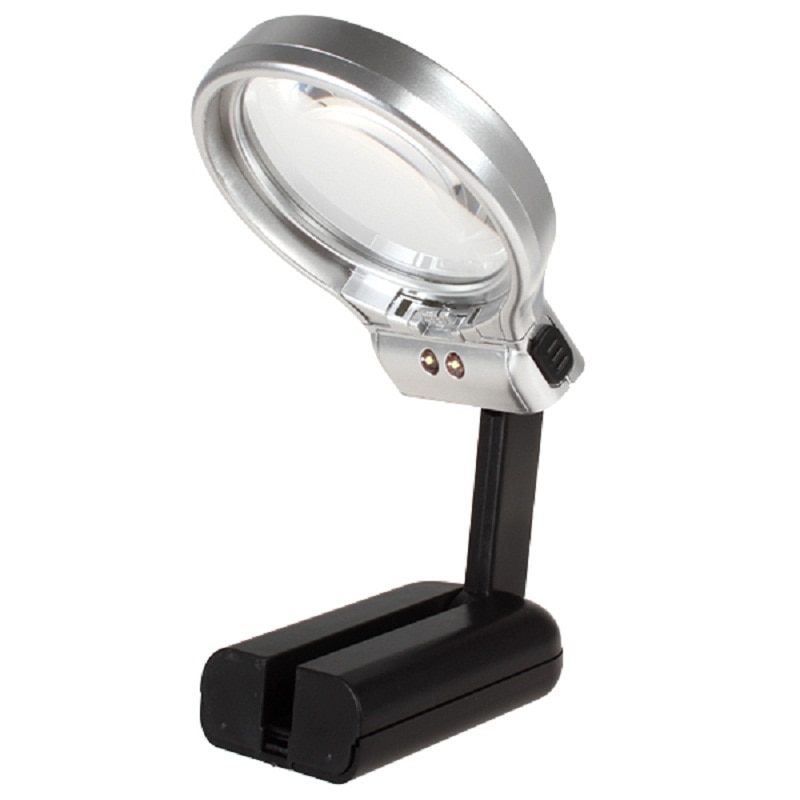 3 in 1 Multifunktionale Stand Lupe Handheld 3X Lupe Einstellbare Winkel Lupe Optische Objektiv Werkzeug mit 2 Led-leuchten