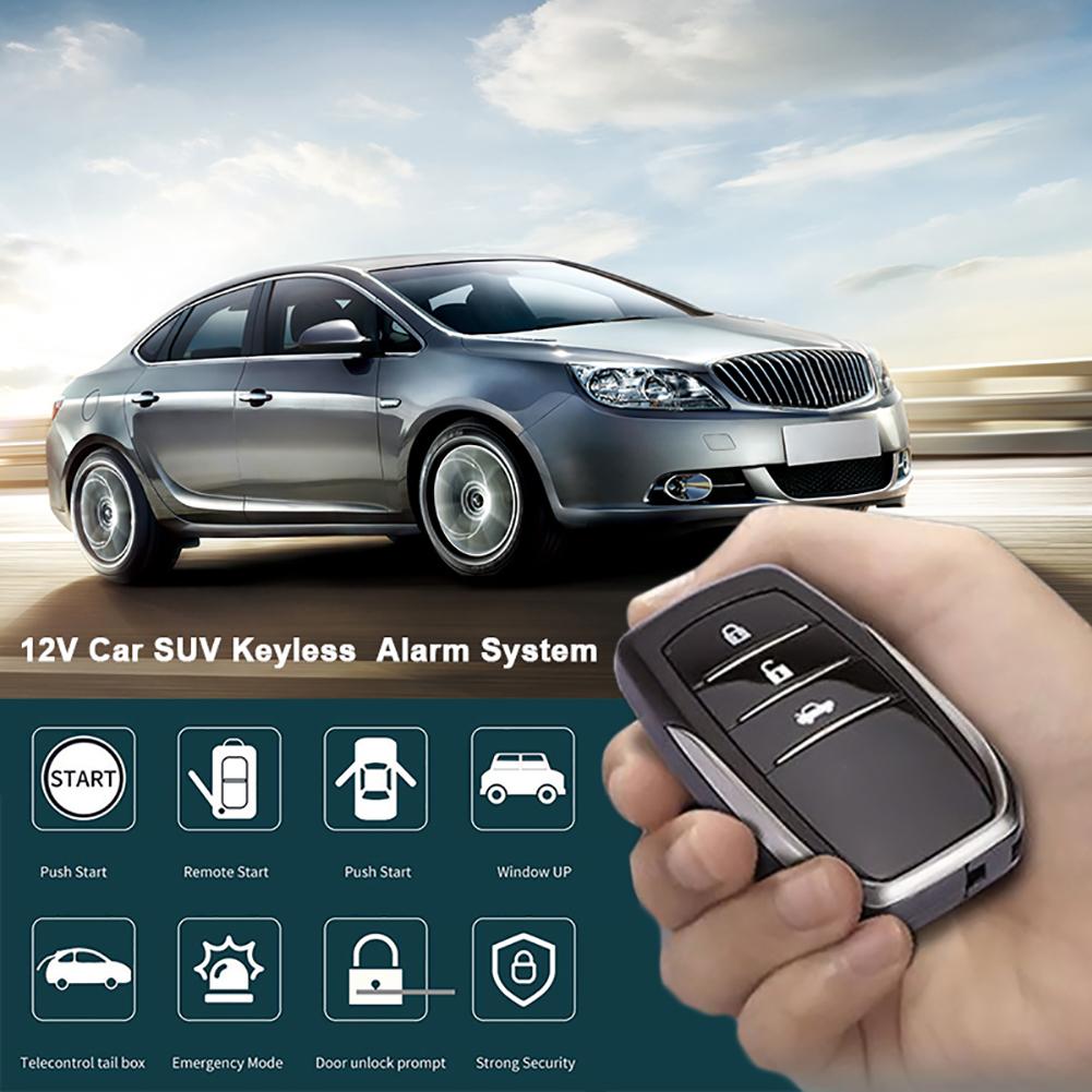 Alarma de 12V para coche, mando a distancia, entrada sin llave para coche, sistema de alarma de arranque del motor, pulsador, arranque remoto, parada automática, sistema antirrobo