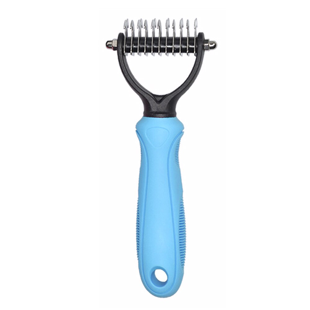 Huisdieren Ontharing Kam Knoop Cutter Borstel Dubbelzijdig Kat Hond Grooming Vergieten Hulpmiddel Lange Krullend Haar Cleaner Kam Huisdier grooming: Blue S